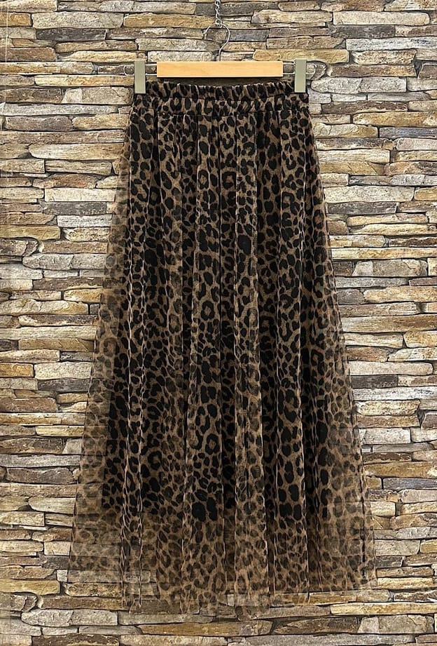 Ariana Black Leopard Print Tulle Skirt