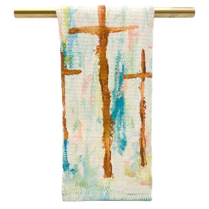 Easter Golden Crosses Tea Towel