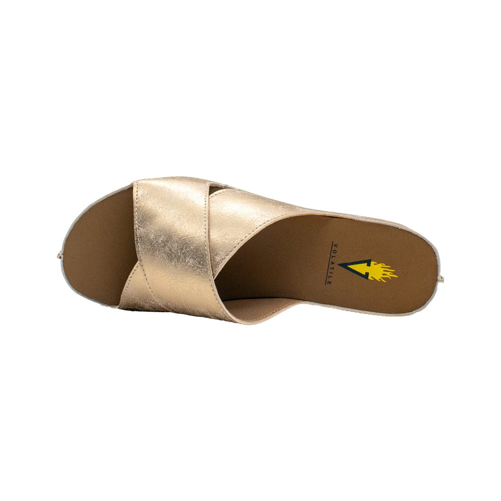 Volatile Volatile Edith Faux Leather Criss-Cross Slide Sandal in Gold - Little Miss Muffin Children & Home