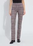 plaid neoprene pant with flare out bottom