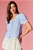 Embroidered Daisy Lace Trim Peasant Blouse