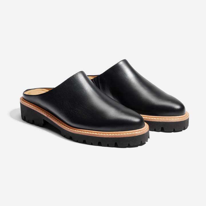 black mule slip on women