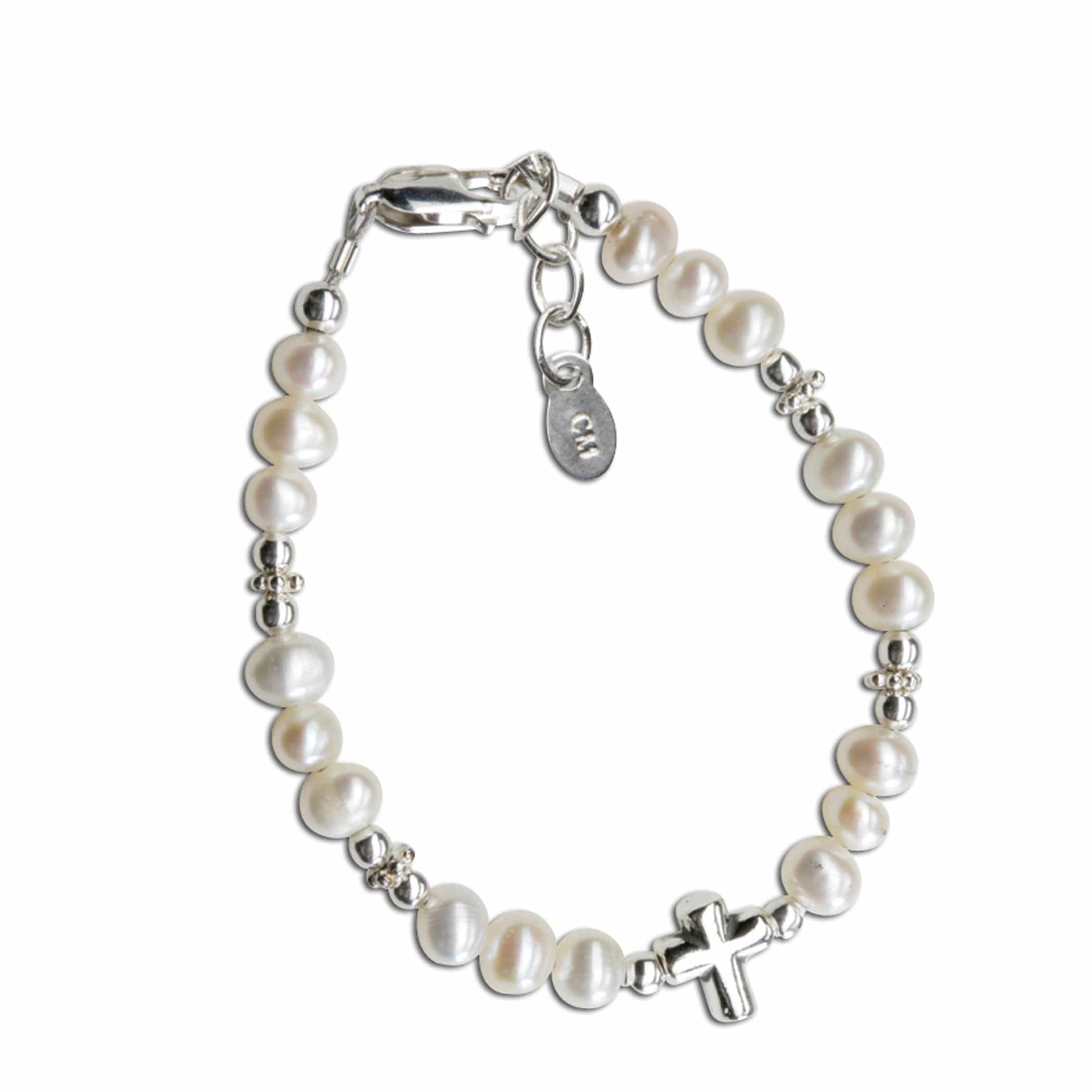 Cherished Moments Cherished Moments Freshwater Pearl Cross Baptism Bracelet - Little Miss Muffin Children & Home