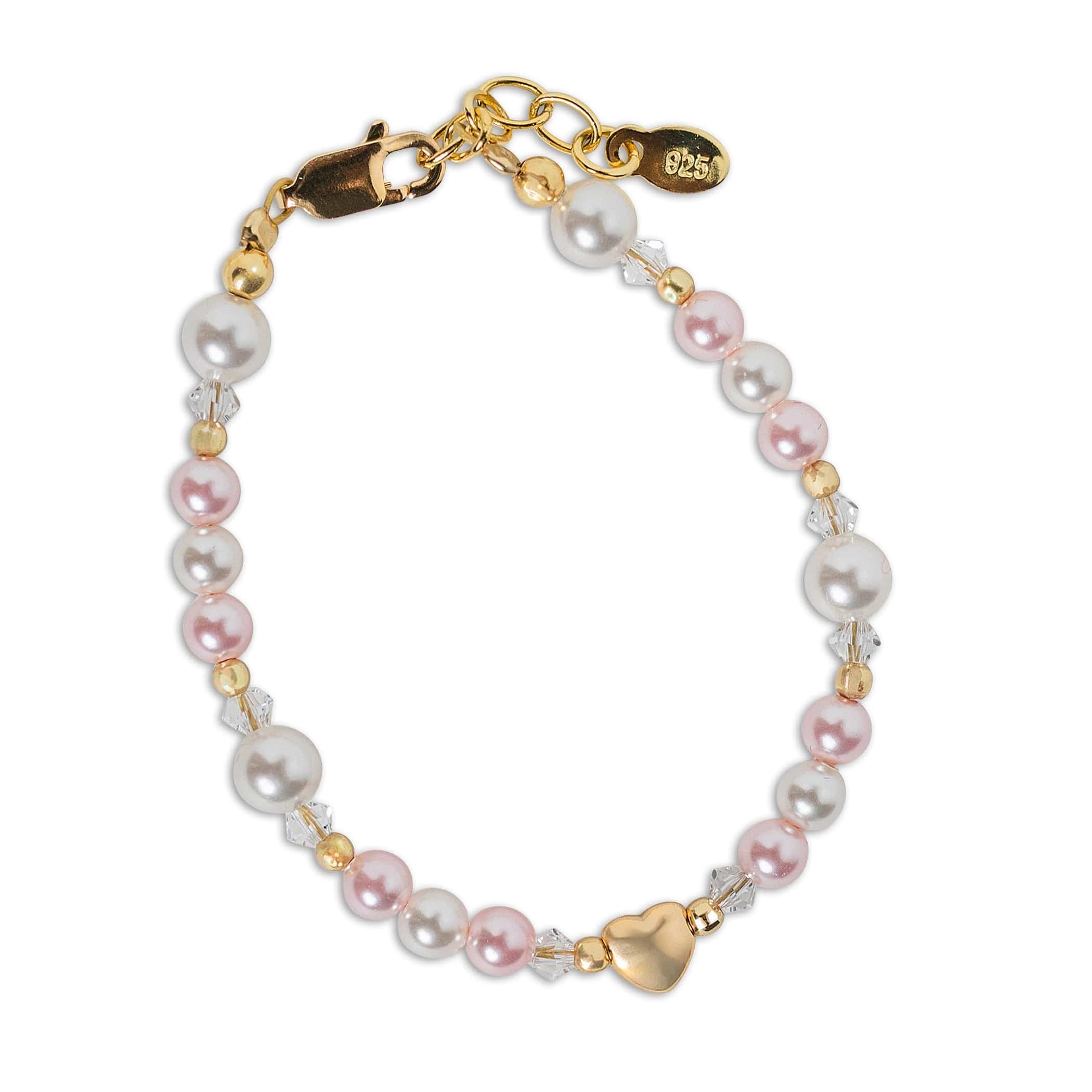 Cherished Moments Cherished Moments 14K Gold-Plated Pink Pearl Baby Heart Bracelet - Little Miss Muffin Children & Home