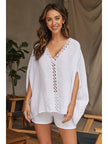 Eyelet Trim Linen Top