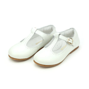 L'Amour Eleanor T-Strap Flat in Pearl