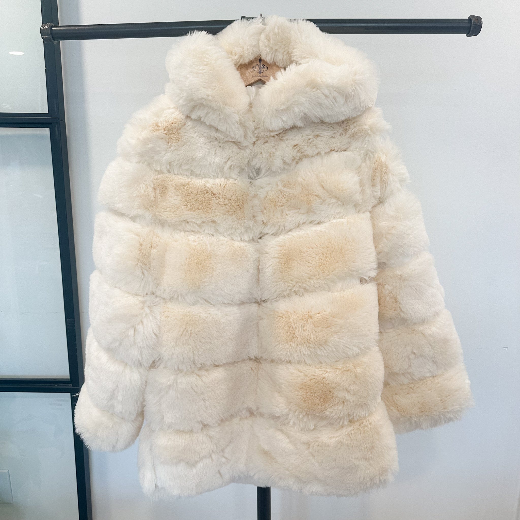 Loowie Ivory Cozy Faux Fur Hooded Jacket - Little Miss Muffin Children & Home