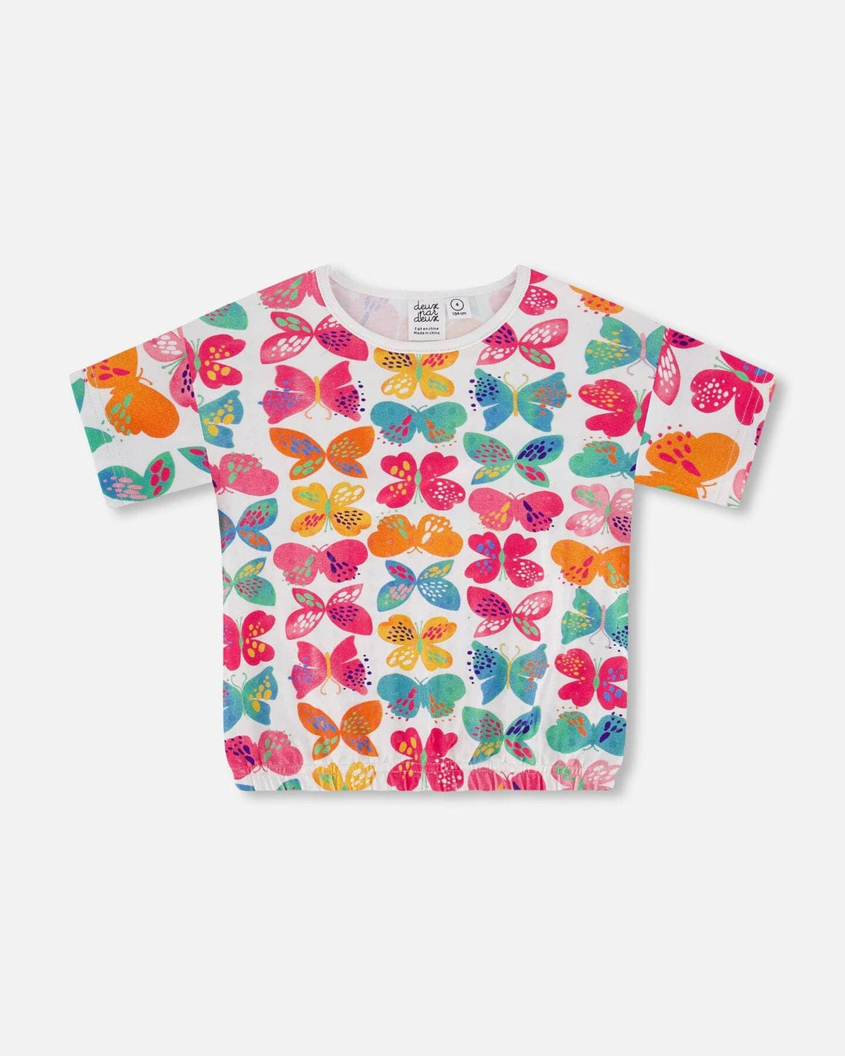 DEUX PAR DEUX Deux Par Deux Elastic Waist White Printed Butterflies Top Jersey - Little Miss Muffin Children & Home