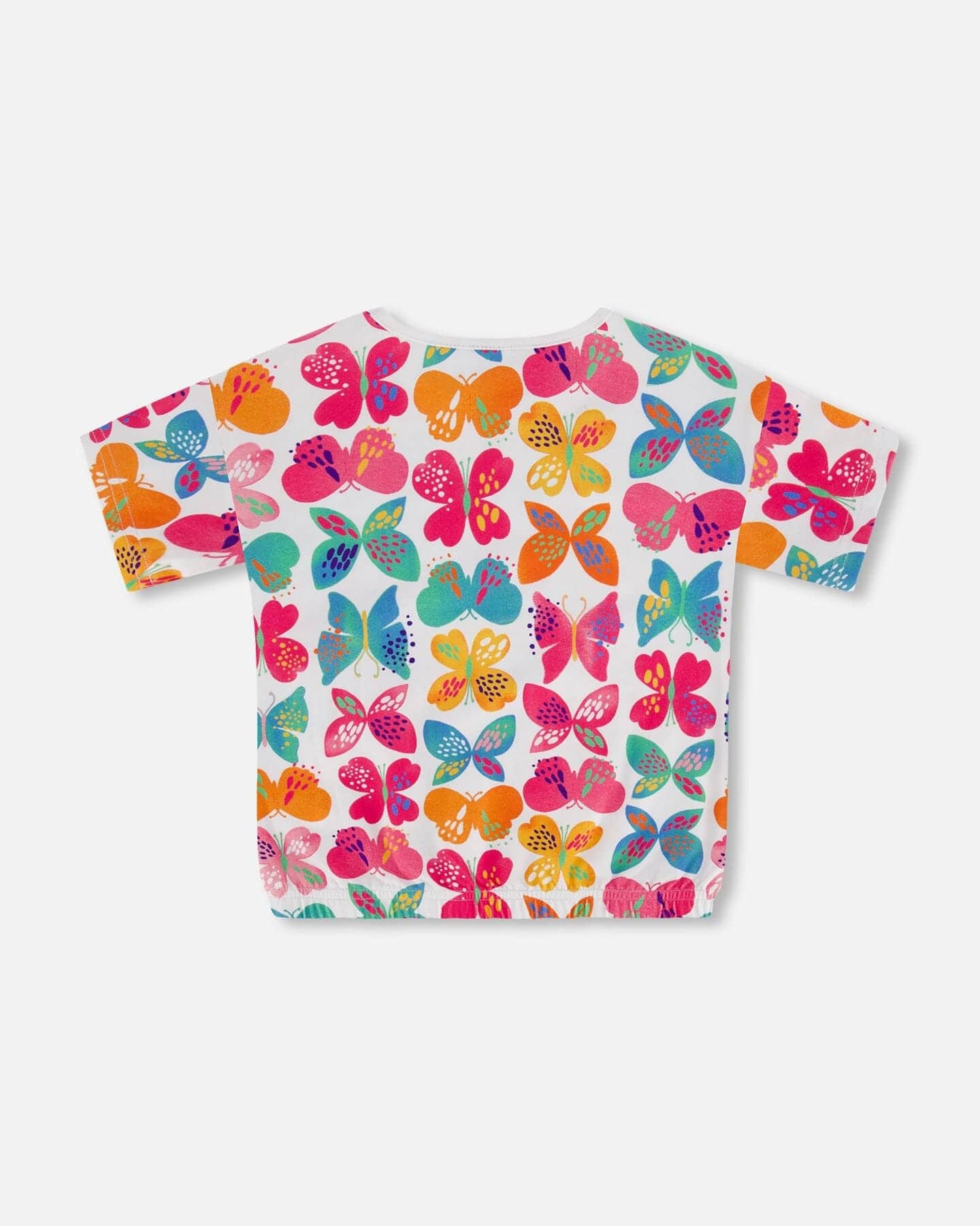 DEUX PAR DEUX Deux Par Deux Elastic Waist White Printed Butterflies Top Jersey - Little Miss Muffin Children & Home