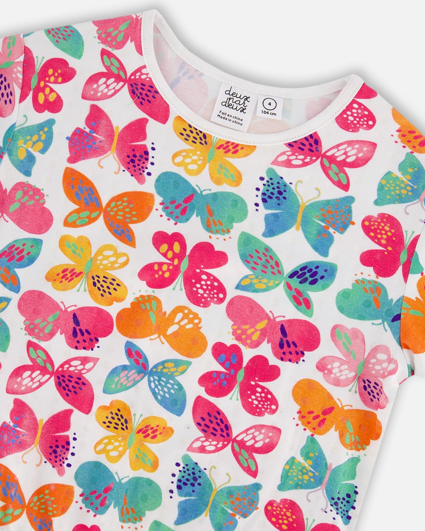 DEUX PAR DEUX Deux Par Deux Elastic Waist White Printed Butterflies Top Jersey - Little Miss Muffin Children & Home