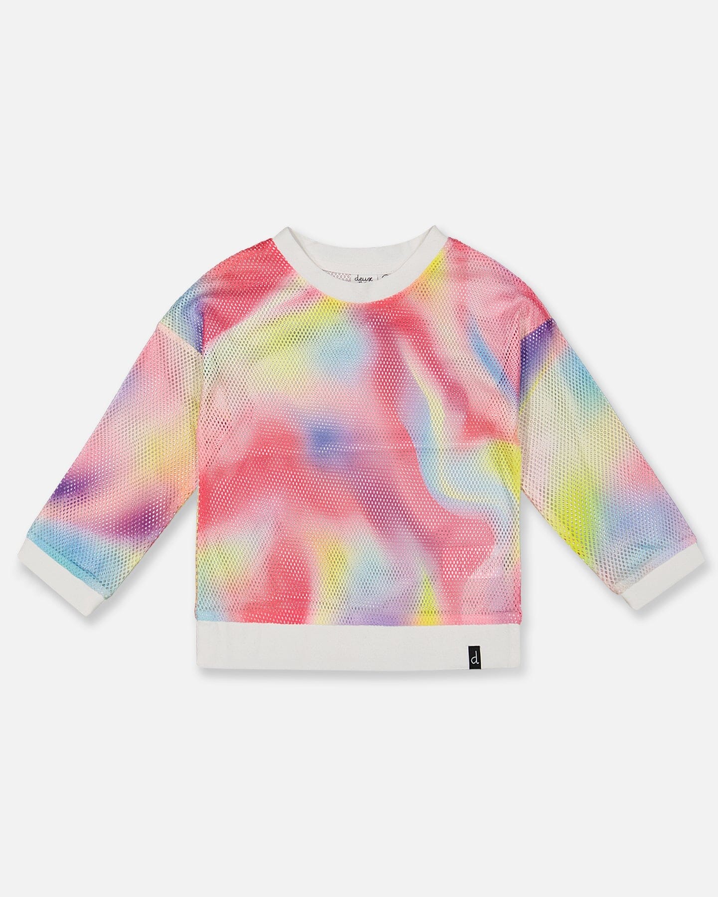 DEUX PAR DEUX Deux Par Deux Rainbow Printed Long Sleeve Mesh Top - Little Miss Muffin Children & Home