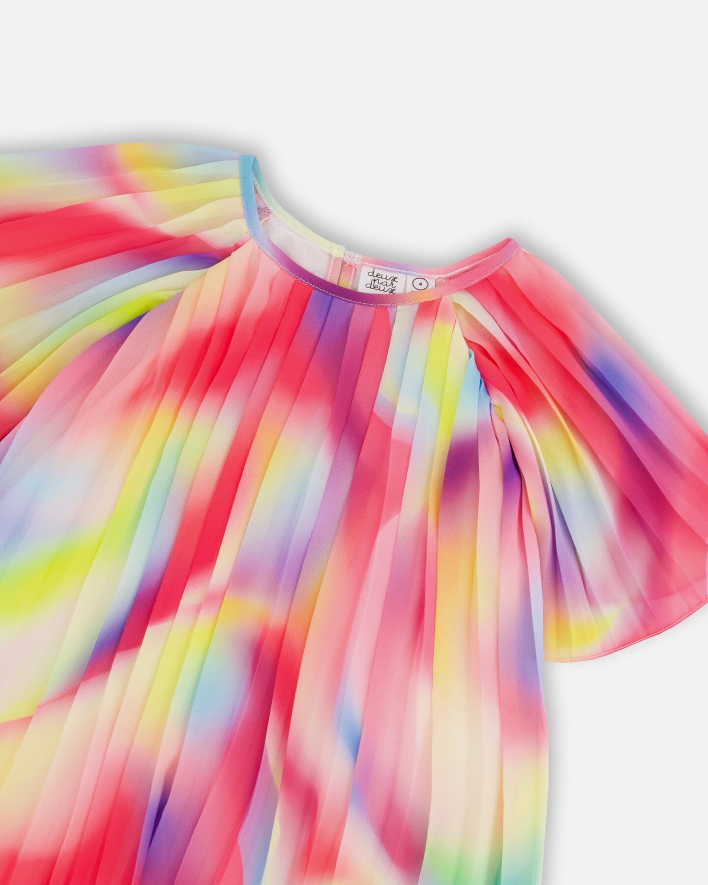 Deux Par Deux Pleated Rainbow Dress in Chiffon Deux Par Deux Pleated Rainbow Dress in Chiffon