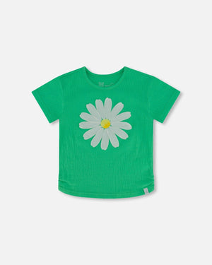 Deux Par Deux Deux Par Deux Crinkle Jersey Top With Applique - Little Miss Muffin Children & Home