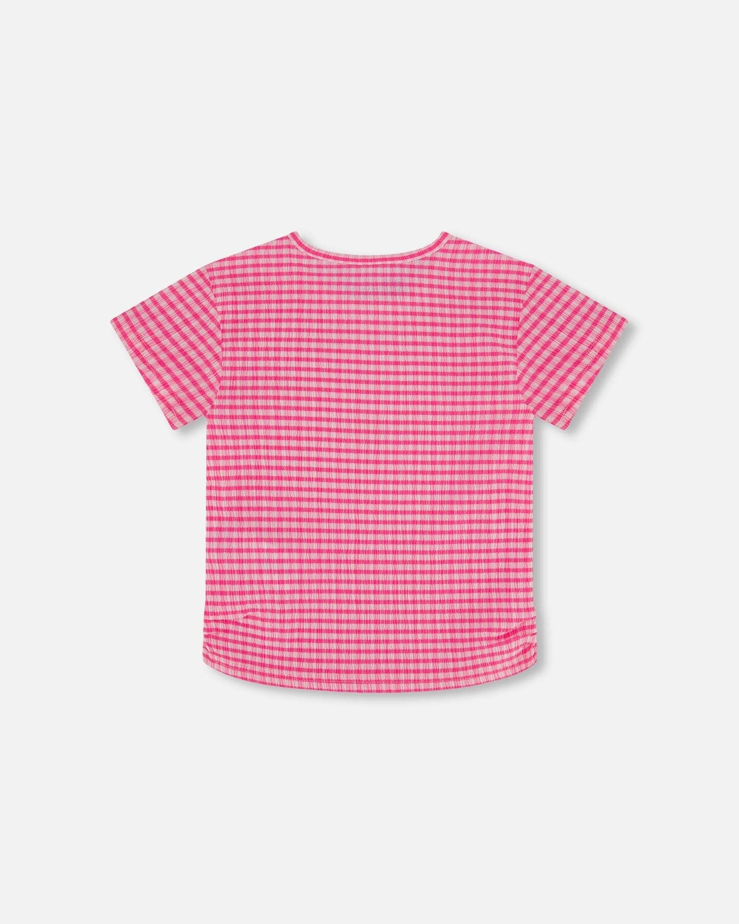 Deux Par Deux Deux Par Deux Crinkle Jersey Top With Flower Applique Vichy Pink - Little Miss Muffin Children & Home