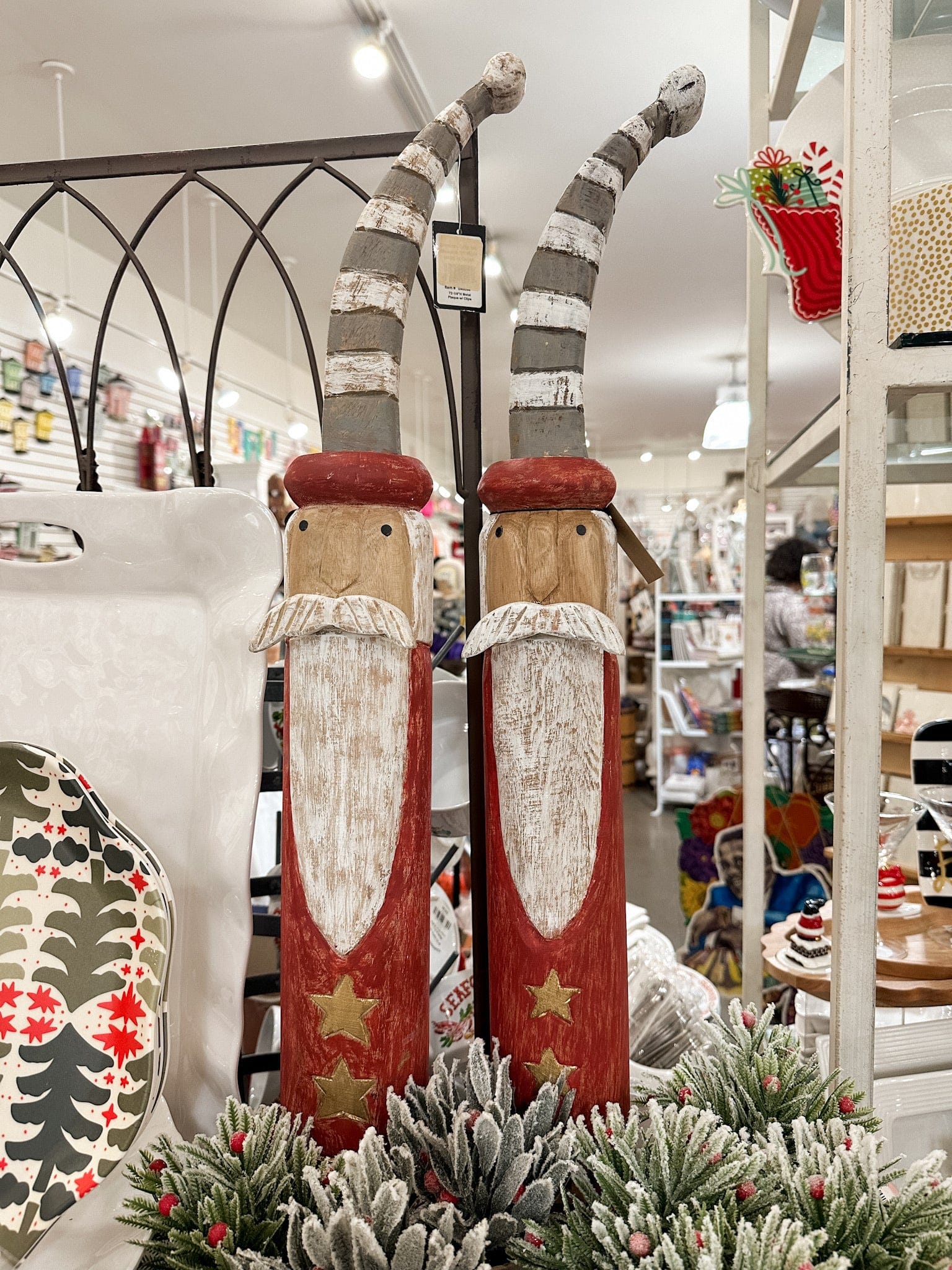 Handmade Mango Wood Santa 29"