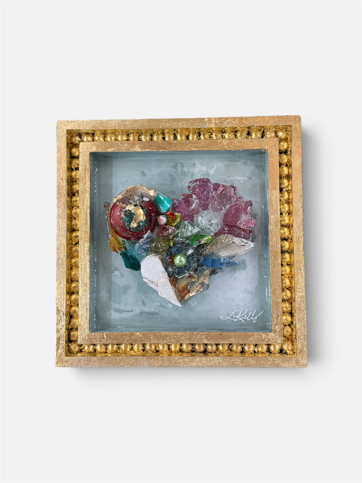 Gold Framed Heart Art 8x8