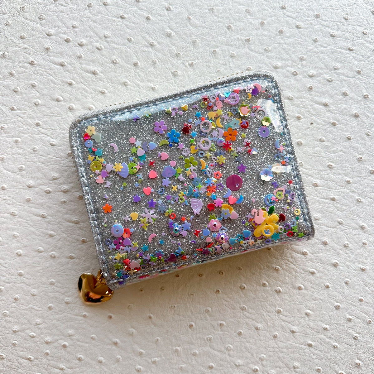 silver confetti wallet