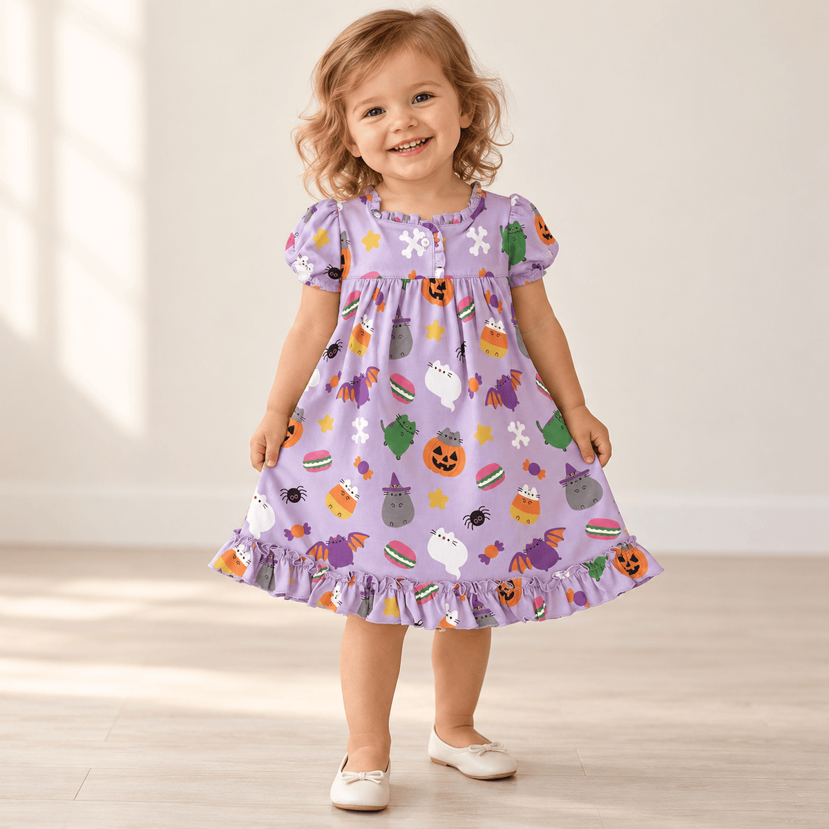 Lulu Bebe Girls’ Halloween Pima Cotton Nightgown – Lavender