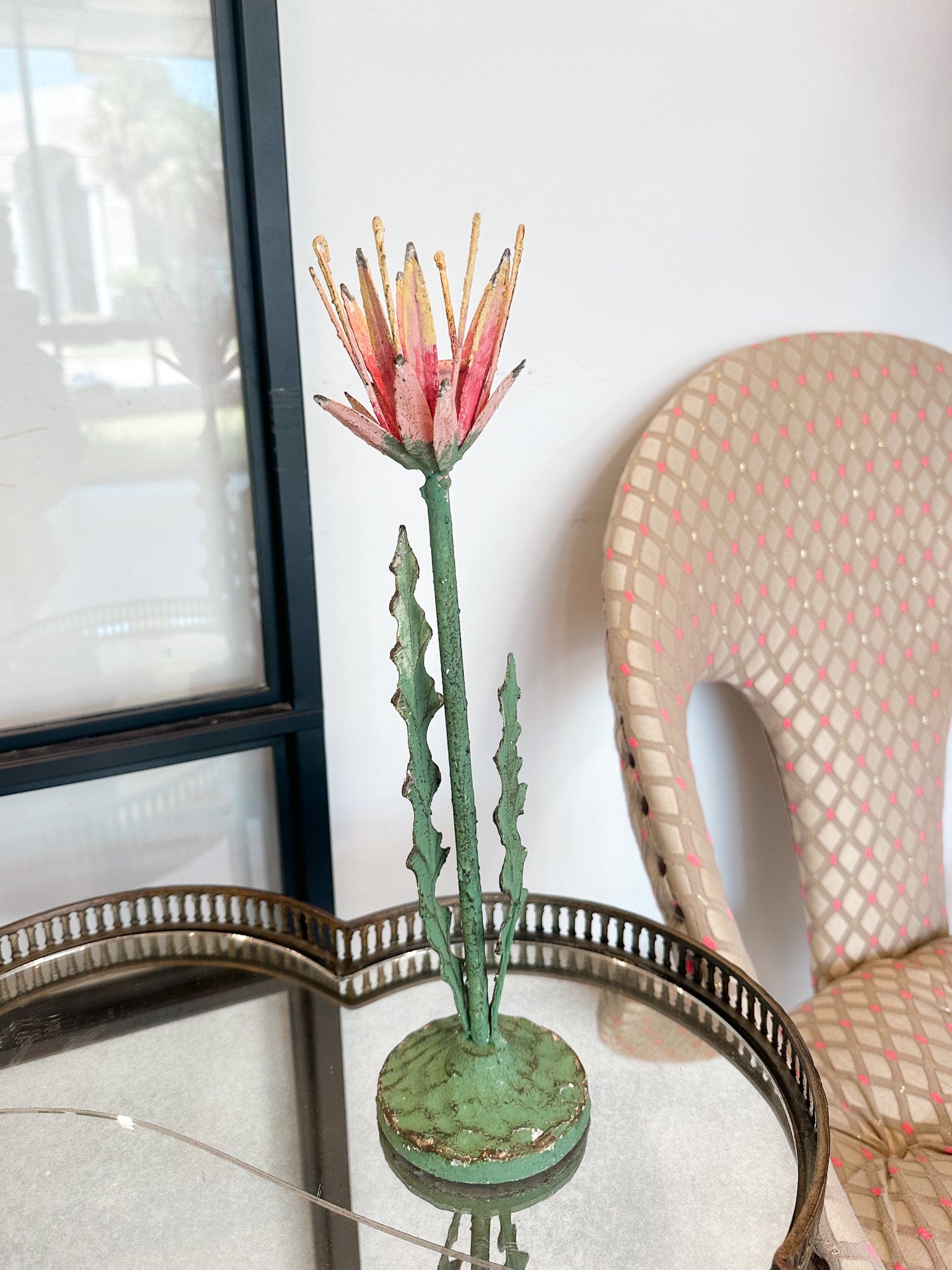 Creative Co-op Painted Metal Vintage Reproduction Toleware Flower Shaped Taper Holder, Distressed Finish, 3 Styles Available - Little Miss Muffin Children & Home