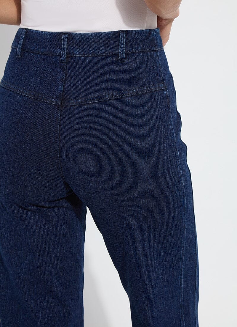 Lysse Layton Wide-Leg Cropped Denim Pants in Dark Indigo