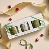 Thymes Frasier Fir Frosted Plaid Aromatic Votive Trio Candle Set