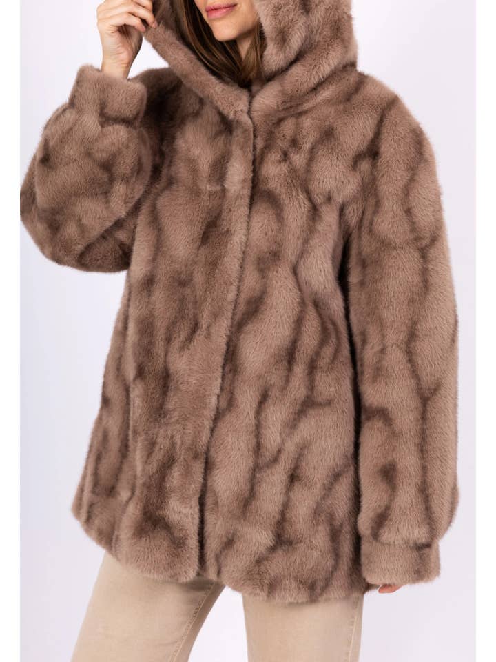 ladies over sized faux fur coat