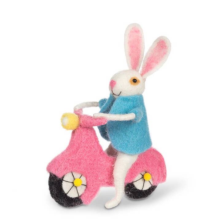 Felt Bunny on Pink Vespa