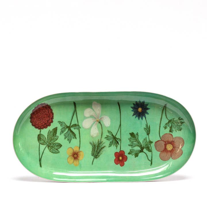 Festival of Flowers Oval Enamel Tray