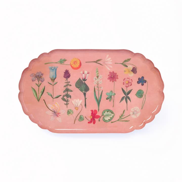Festival of Flowers Scalloped Enamel Tray
