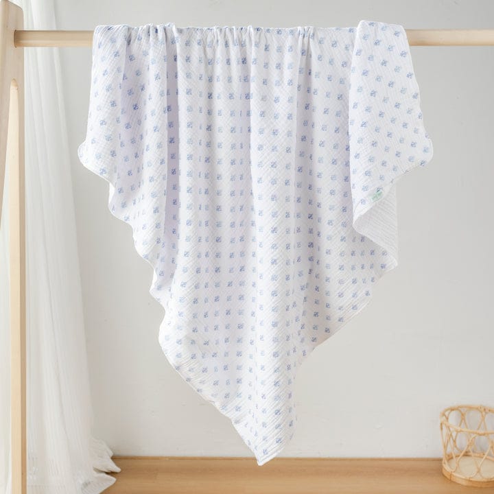 Fleur De Bleu Organic Muslin Baby Quilt