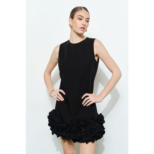 Floral 3D Bubble Hem Mini Dress in Black