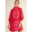 Floral Applique Balloon Sleeve Dress in Red
