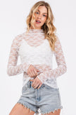 Floral Lace Sheer Top in White
