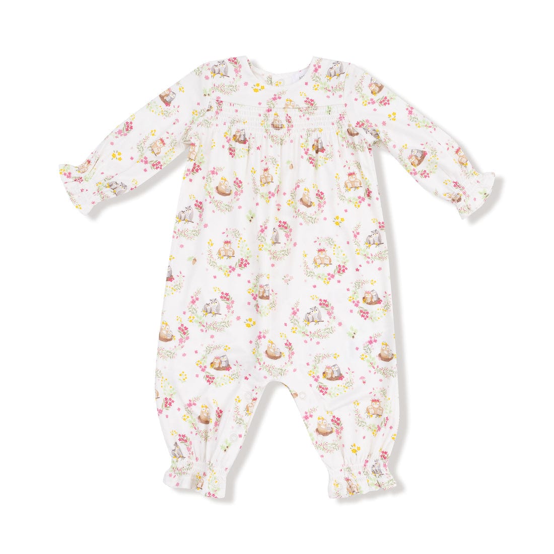 Floral Owl Families Smocked Romper