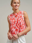 Floral Print Scalloped Edge Sleeveless Top
