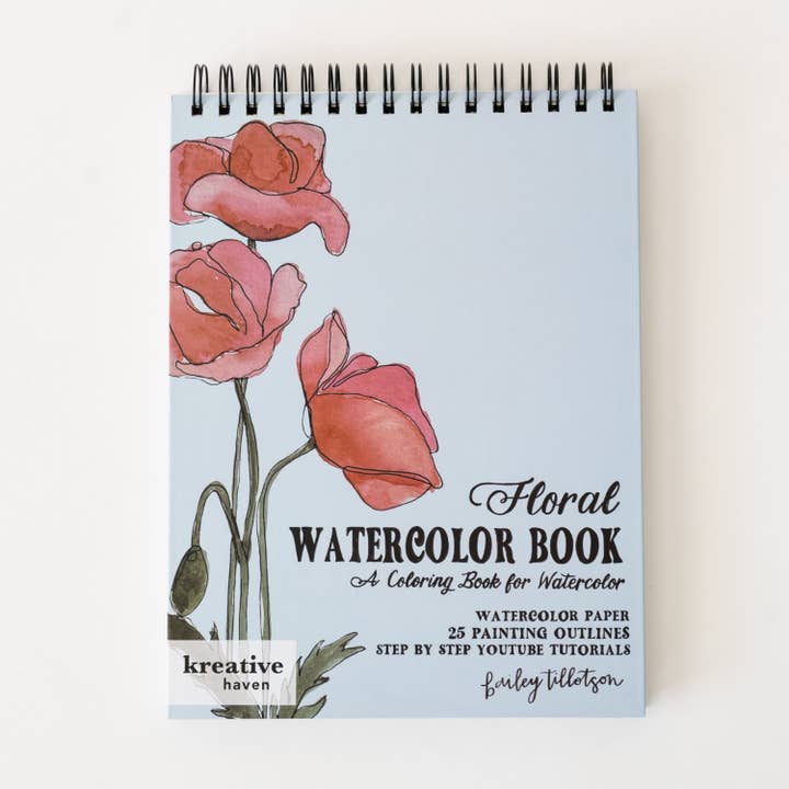 Floral Watercoloring Book Outlines with Video Tutorials