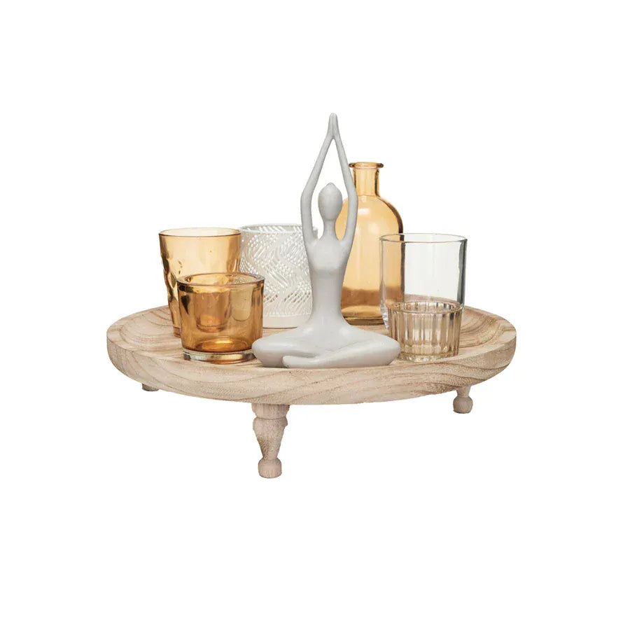 Footed Tray with 5 Tealight/Votive Holders, Vase & Yoga Figure, Set of 8