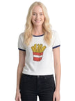 French Fries Print Short Sleeve Knit T-Shirt