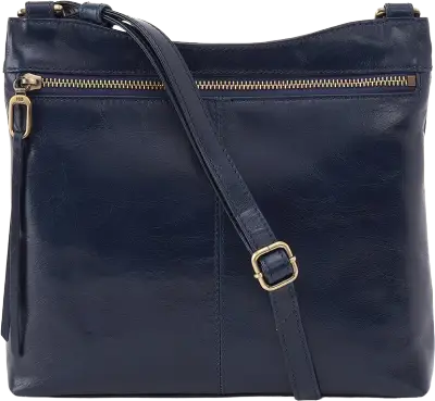 Hobo Cambel Crossbody Bag in Polished Leather - Ink Navy