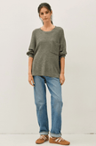 Front Pocket Dolman Long Sleeve Knit Sweater