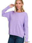 Front Seam Round Neck Knit Sweater in Lavender