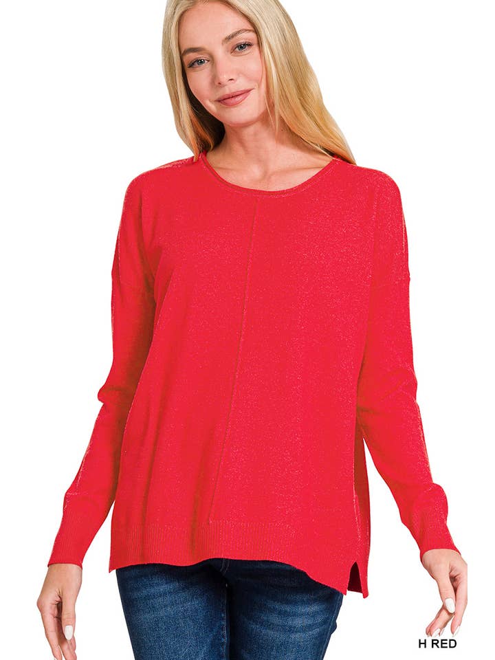 round neck sweater for women in red