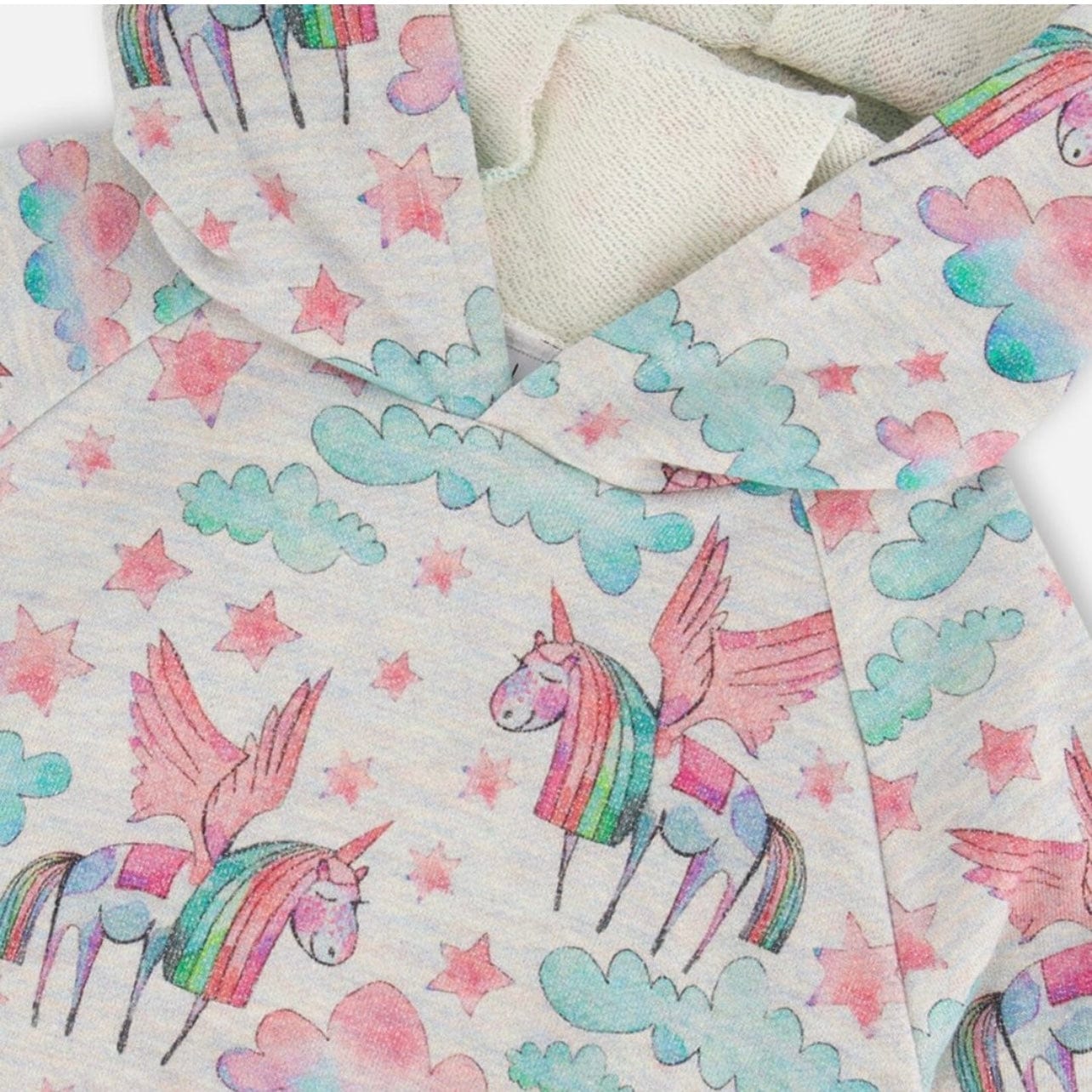 Deux Par Deux Deux Par Deux French Terry Hoodie with Angels and Unicorns - Little Miss Muffin Children & Home