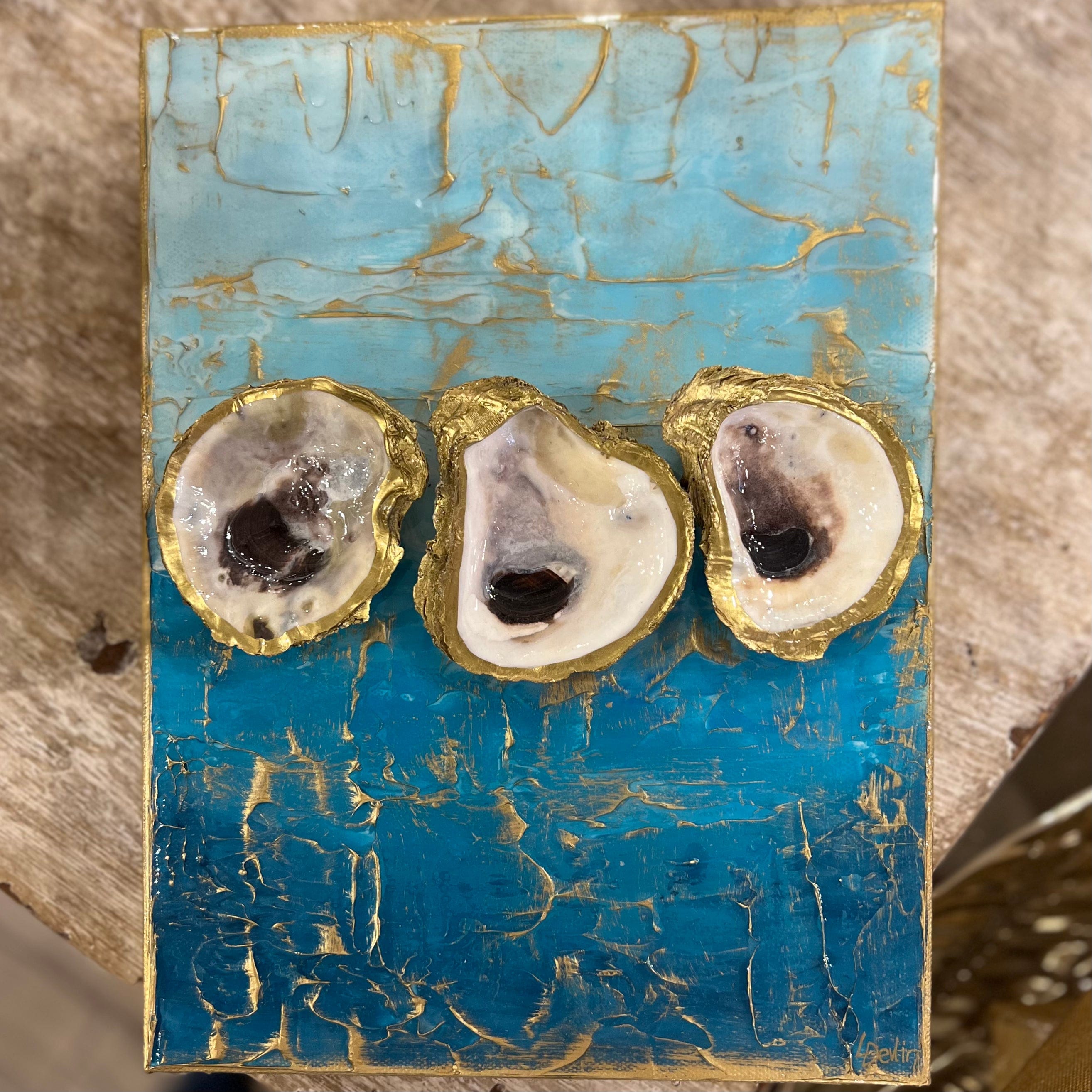 Lisa Devlin Designs Lisa Devlin Designs Oyster Shells with Resin On Canvas - Little Miss Muffin Children & Home