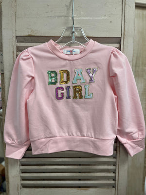 Lulu Bebe Lulu Bebe Birthday Puffy Long Sleeve Pink Shirt - Little Miss Muffin Children & Home