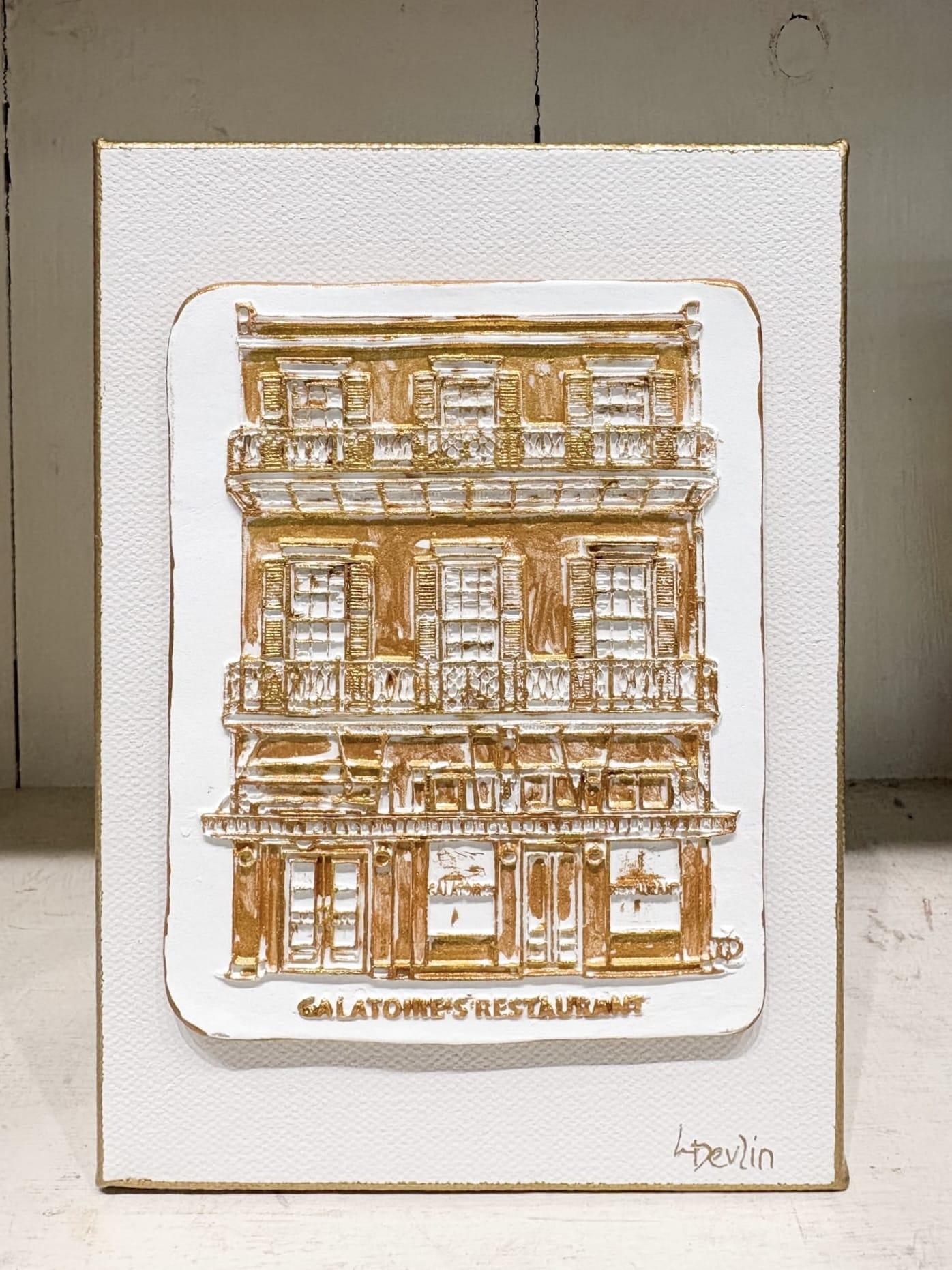 Galatoire’s Clay Artwork on Canvas | New Orleans Wall Art by Lisa Devlin