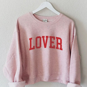 Oat Collective Lover Cropped Graphic Sweatshirt in Rose