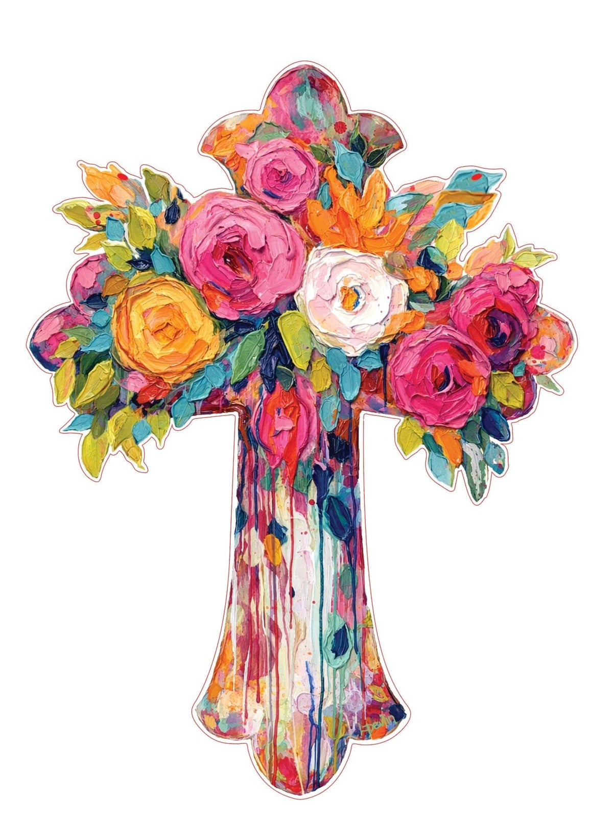 Cross Flowers at Top Door Hanger