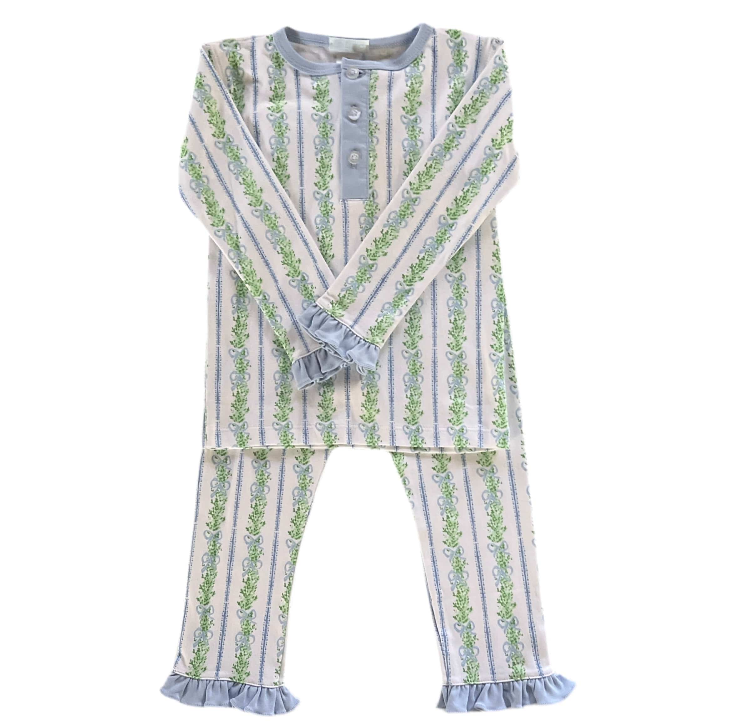 Lulu Bebe Lulu Bebe Blue Vines Pima Long Sleeve Girls Pantset - Little Miss Muffin Children & Home