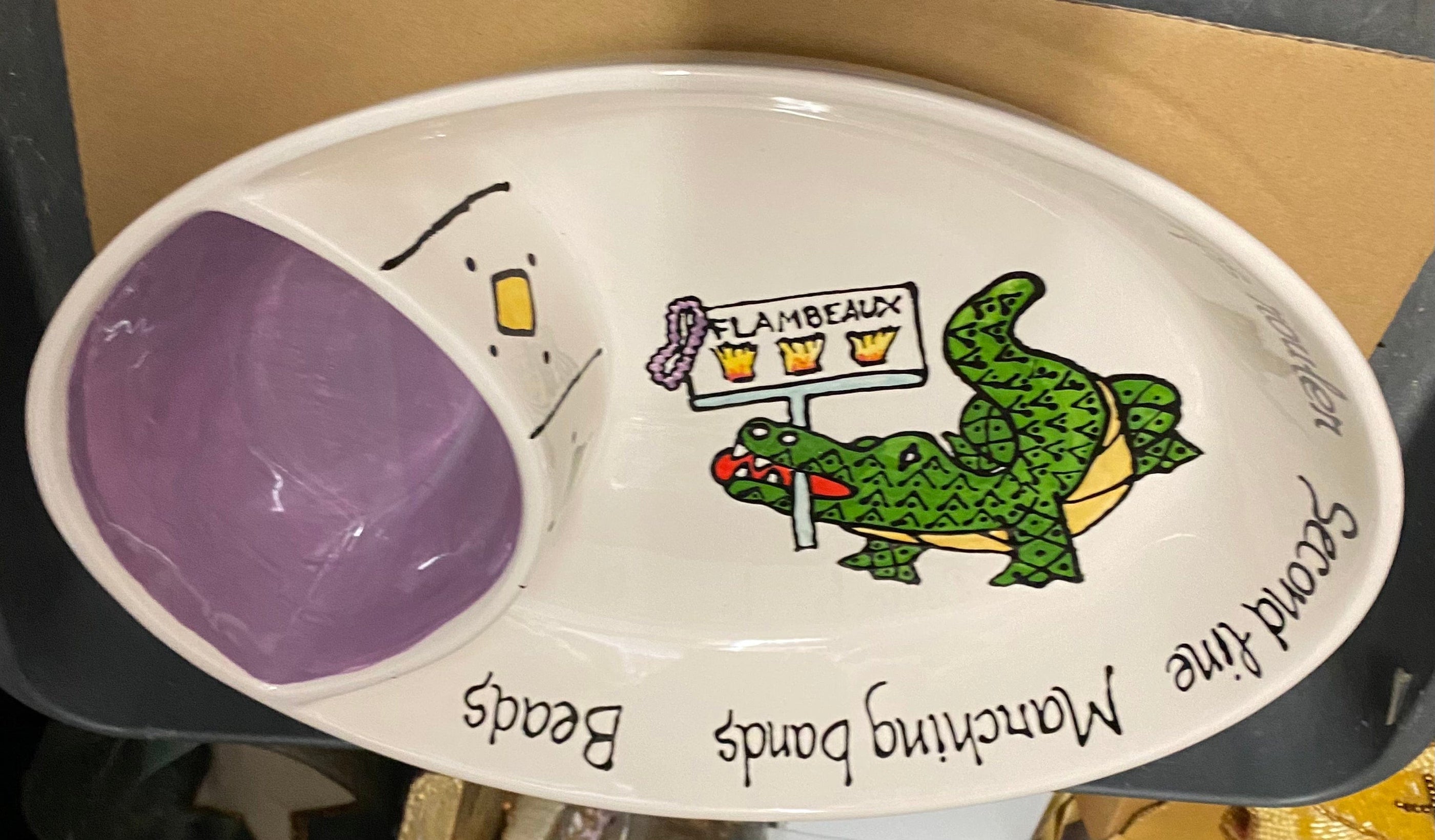 Jan Salzer Art Jan Salzer Mardi Gras Alligator Oval Chip & Dip - Little Miss Muffin Children & Home